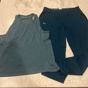 Teal Under armor two-piece workout outfit